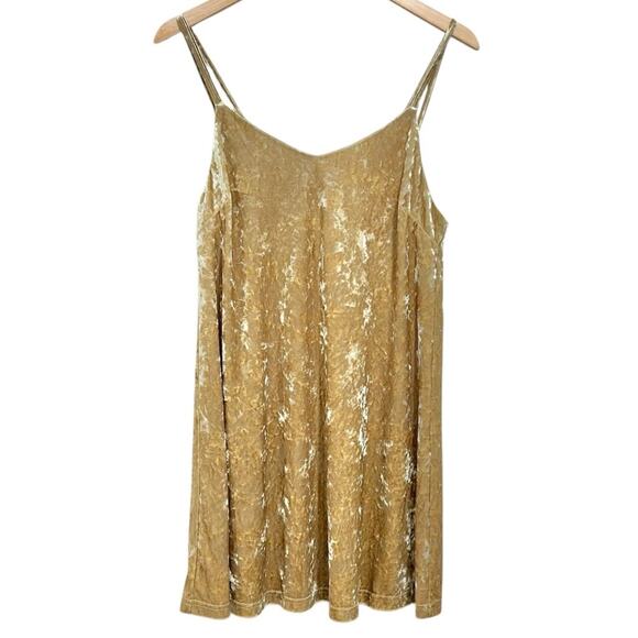 Mink pink Disney Gold Crushed Velvet Beauty + The Beast Mini Dress womens size M - Picture 1 of 10